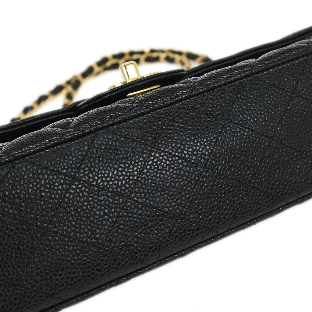 Chanel 2016-2017 Black Caviar Medium Classic Double Flap Shoulder Bag