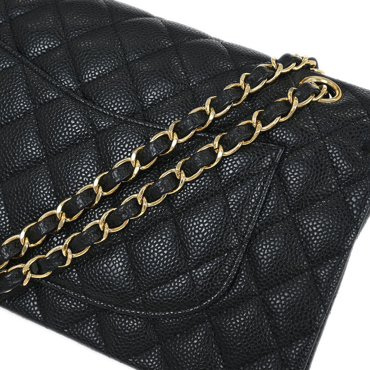 Chanel 2016-2017 Black Caviar Medium Classic Double Flap Shoulder Bag