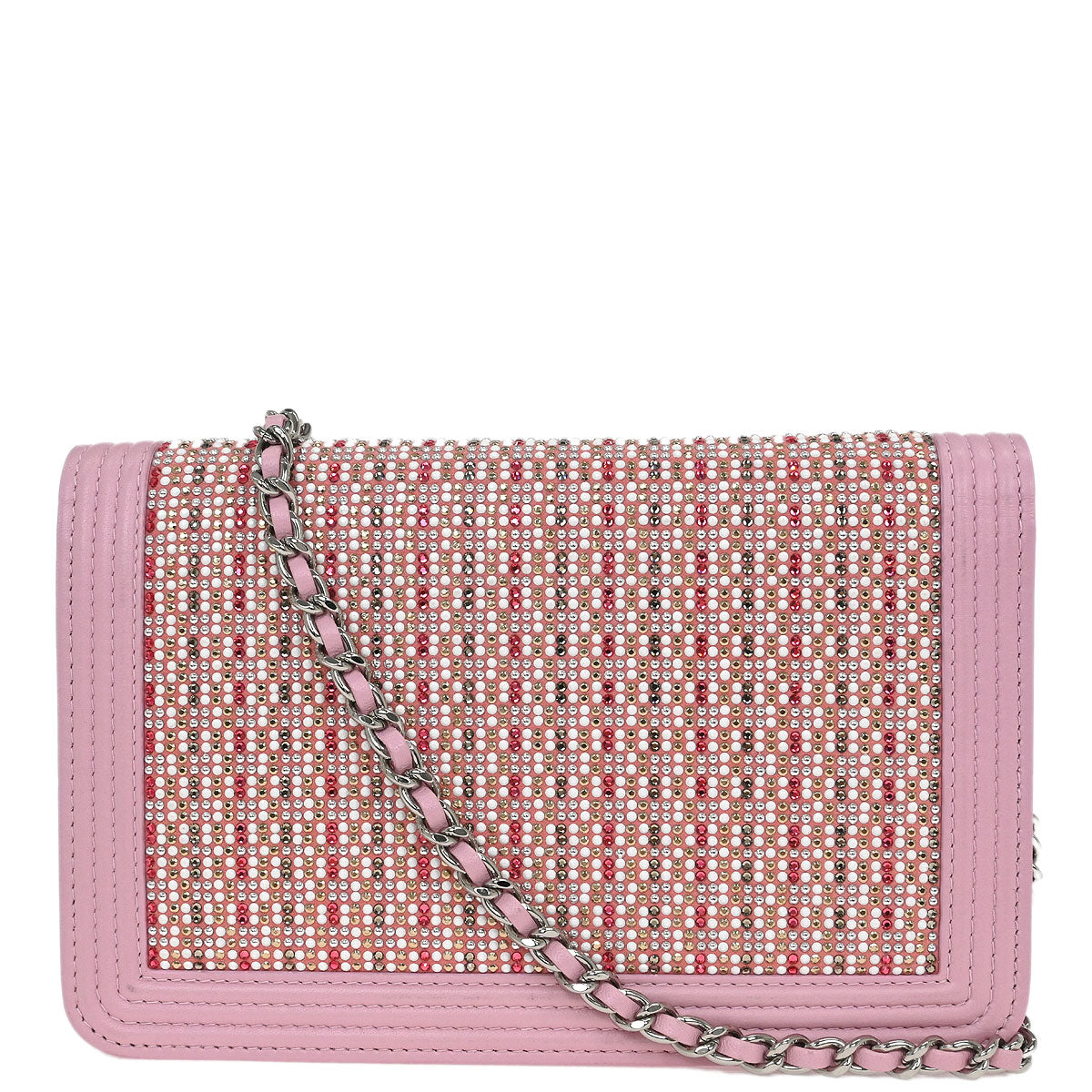 Chanel 2017 Pink Lambskin Rhinestone WOC Wallet On Chain