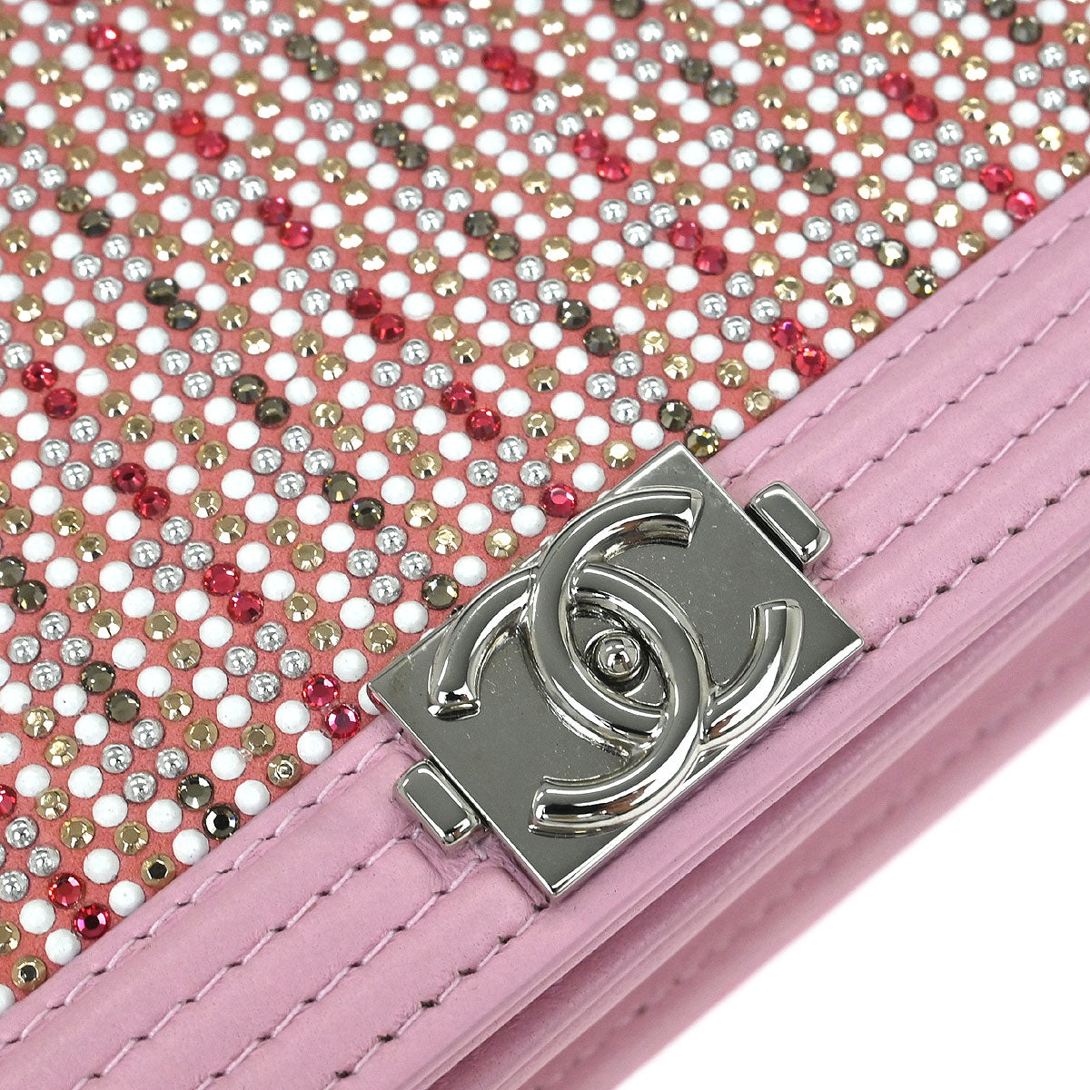 Chanel 2017 Pink Lambskin Rhinestone WOC Wallet On Chain