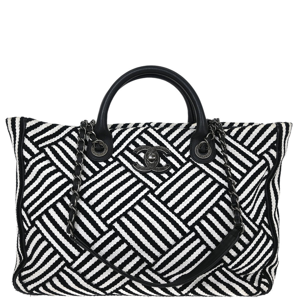Chanel 2016-2017 Black Canvas Small New Deauville 2way Shoulder Tote Bag