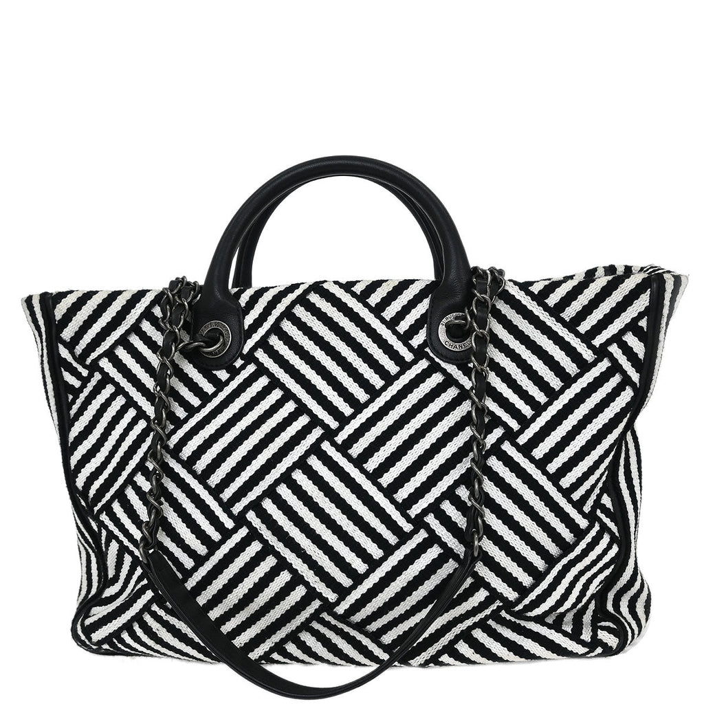 Chanel 2016-2017 Black Canvas Small New Deauville 2way Shoulder Tote Bag