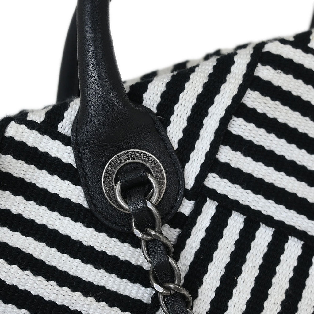 Chanel 2016-2017 Black Canvas Small New Deauville 2way Shoulder Tote Bag