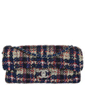 Chanel 2013-2014 Navy Nylon Tweed Print Shoulder Bag