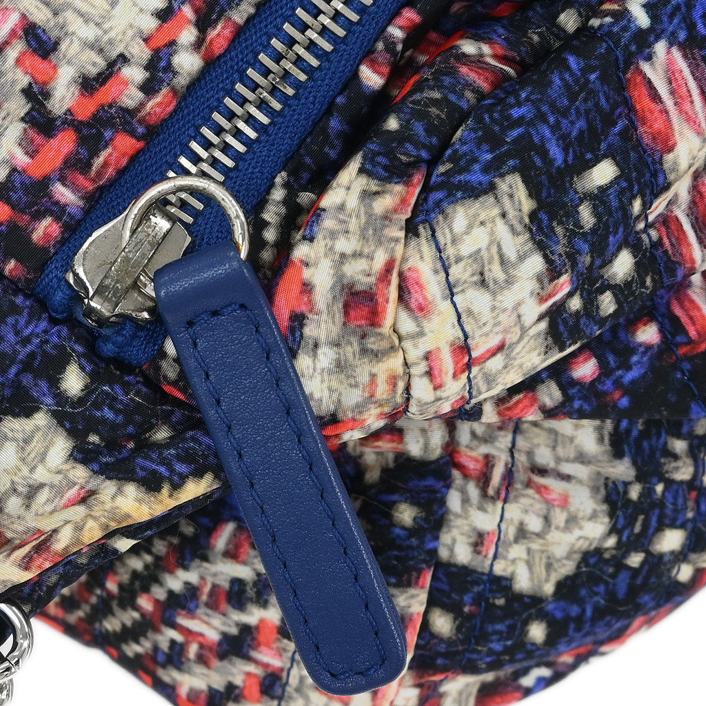 Chanel 2013-2014 Navy Nylon Tweed Print Shoulder Bag