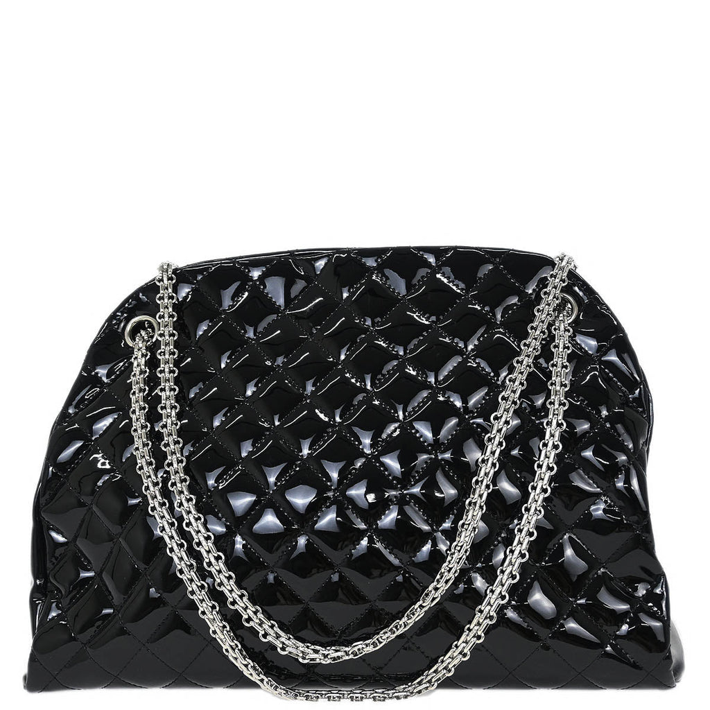 Chanel 2011 Black Patent Leather Large Mademoiselle Bowling Bag