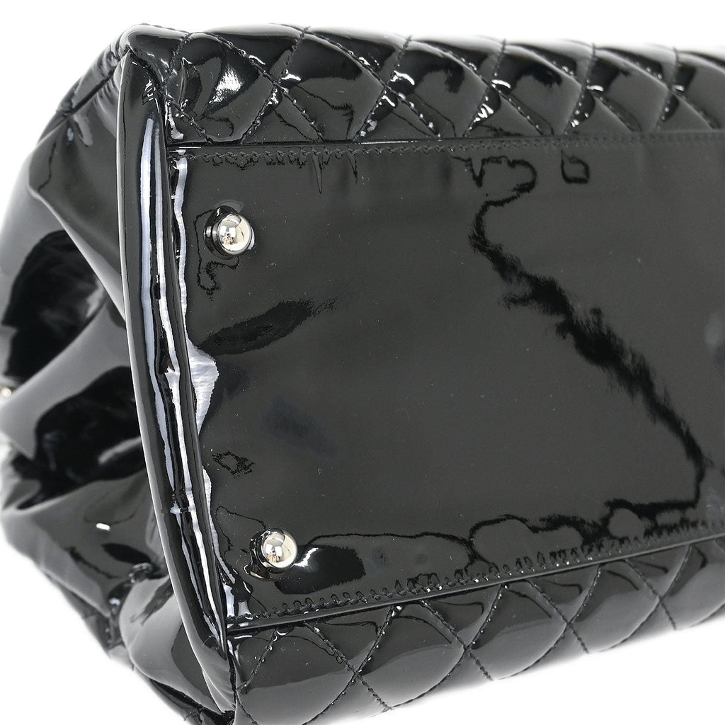 Chanel 2011 Black Patent Leather Large Mademoiselle Bowling Bag