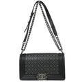 Boy Chanel Black Calfskin Rhinestone Studs Medium Shoulder Bag