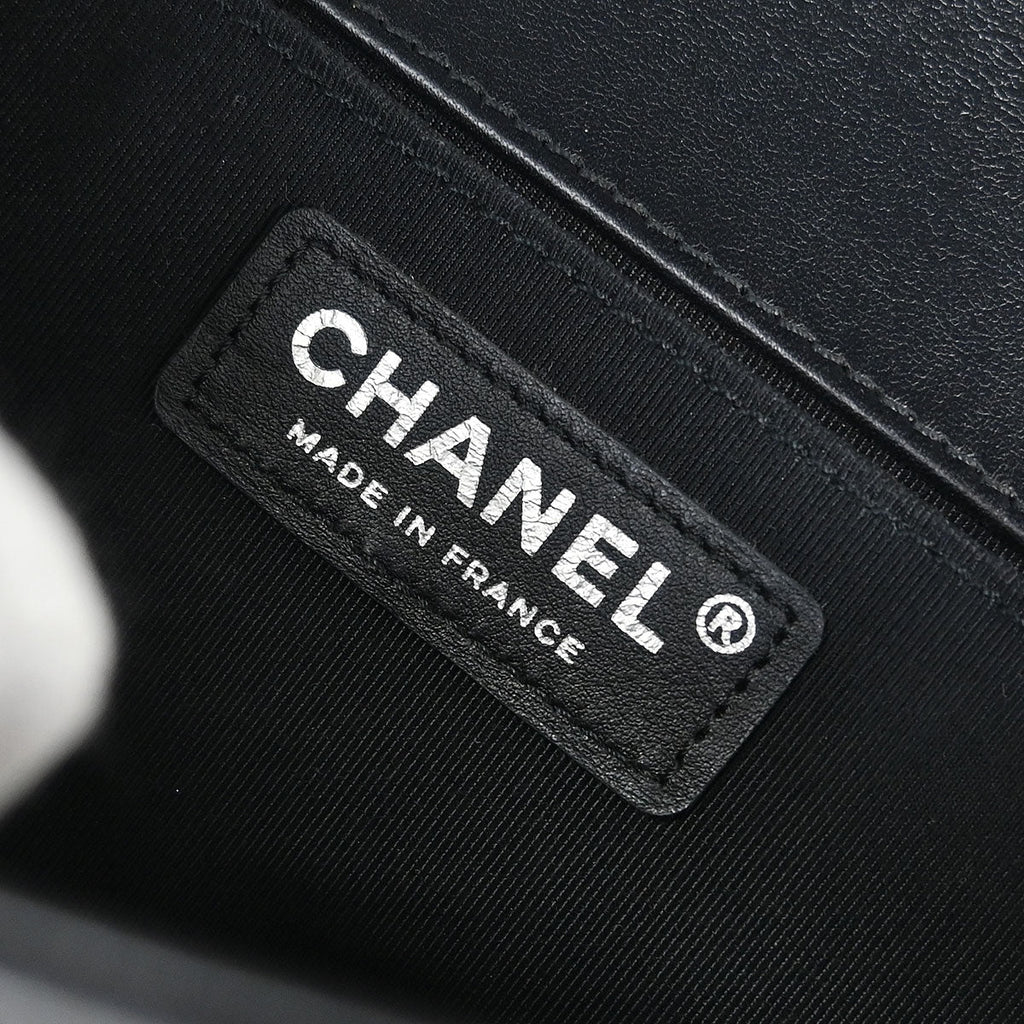 Boy Chanel Black Calfskin Rhinestone Studs Medium Shoulder Bag