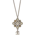 Chanel Necklace Pendant Rhinestone Silver 10V