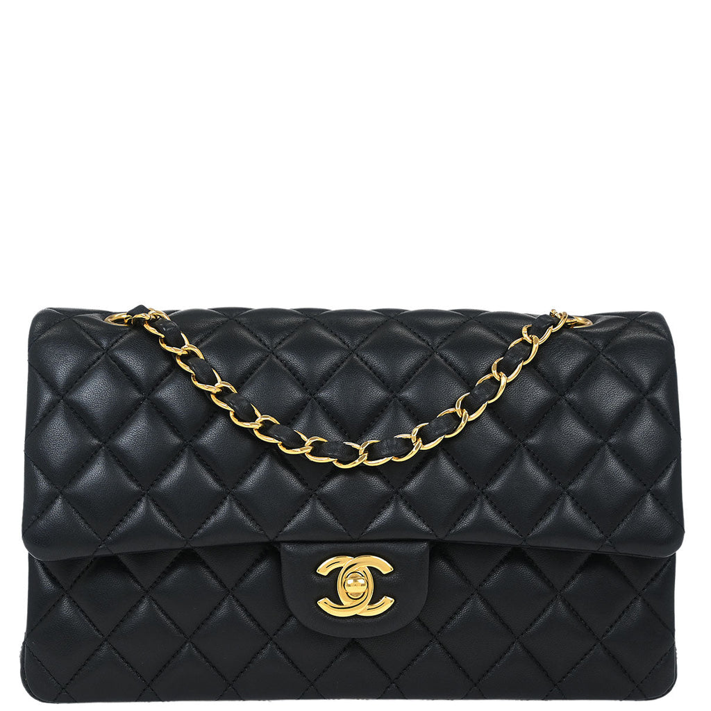 Chanel 2017 Black Lambskin Medium Classic Double Flap Shoulder Bag