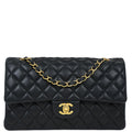 Chanel 2017 Black Lambskin Medium Classic Double Flap Shoulder Bag