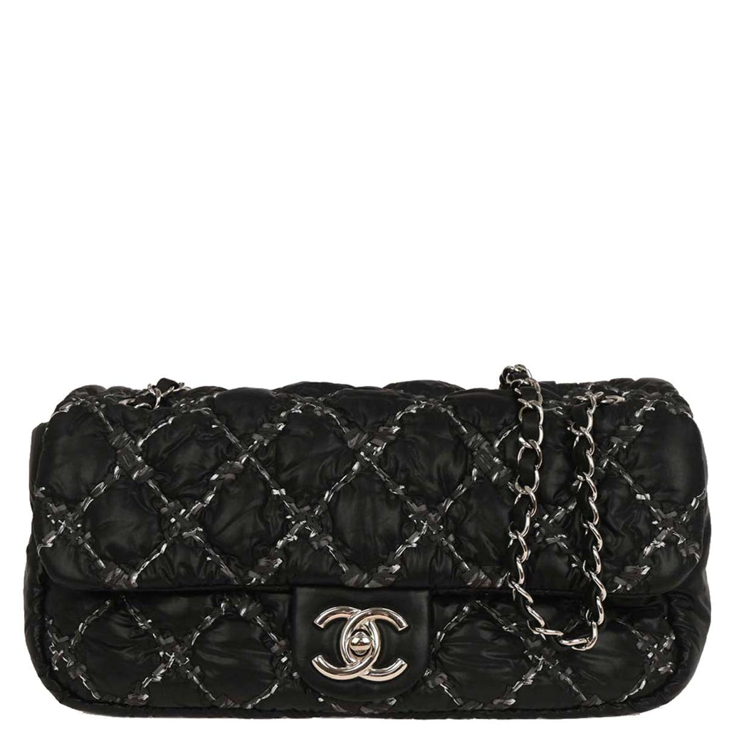 Chanel 2010-2011 Black Nylon Paris-Byzance Tweed On Stitch Flap Shoulder Bag