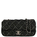 Chanel 2010-2011 Black Nylon Paris-Byzance Tweed On Stitch Flap Shoulder Bag