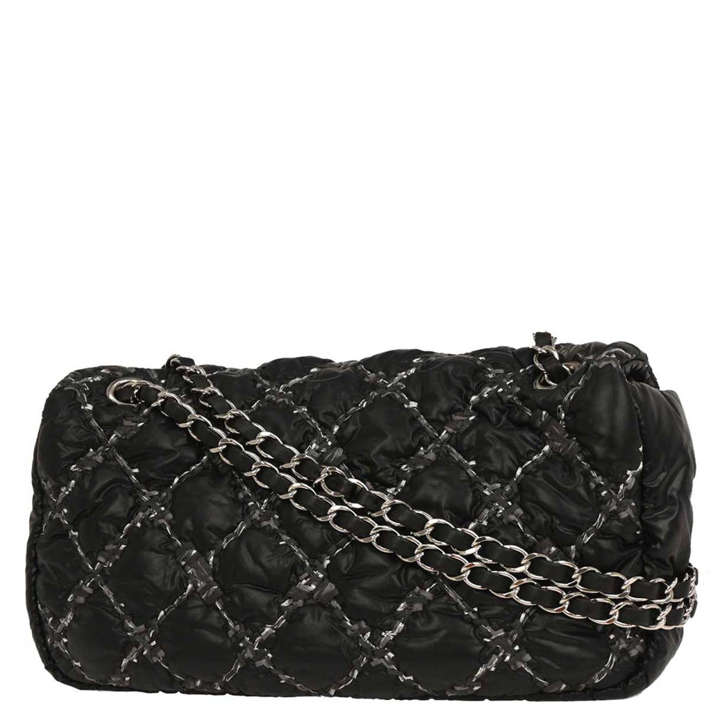 Chanel 2010-2011 Black Nylon Paris-Byzance Tweed On Stitch Flap Shoulder Bag