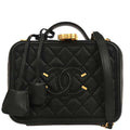 Chanel 2019 Black Caviar CC Filigree 2way Shoulder Vanity Handbag