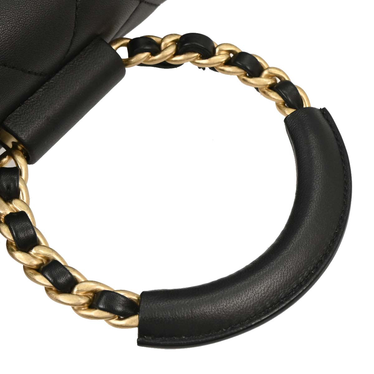 Chanel 2019 Black Lambskin Circular Handle 2way Shoulder Handbag