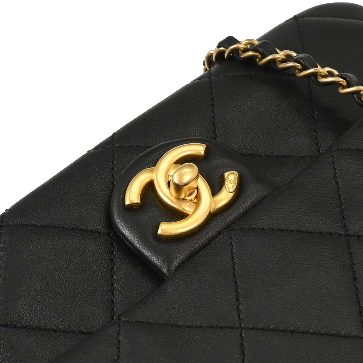 Chanel 2019 Black Lambskin Circular Handle 2way Shoulder Handbag