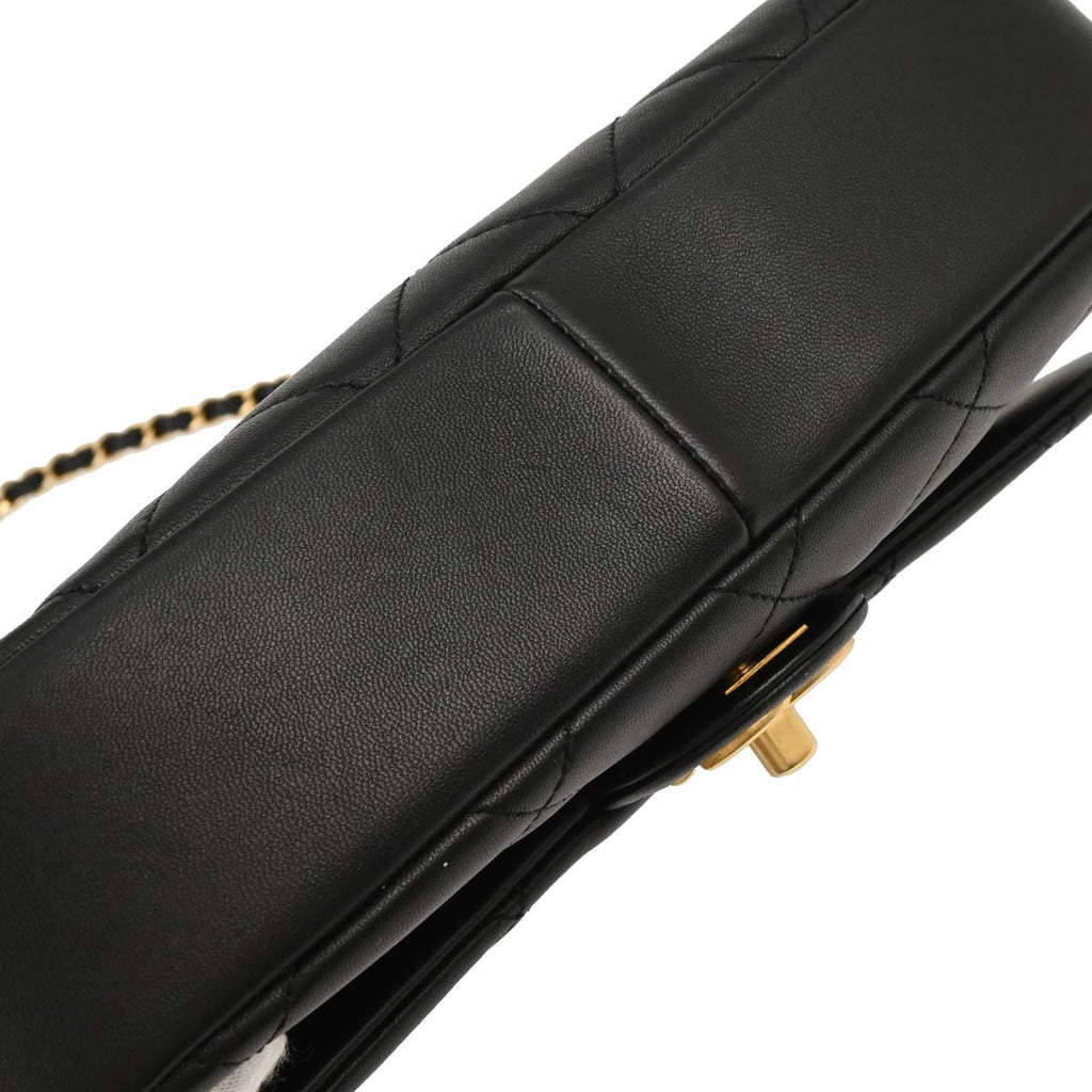 Chanel 2019 Black Lambskin Circular Handle 2way Shoulder Handbag