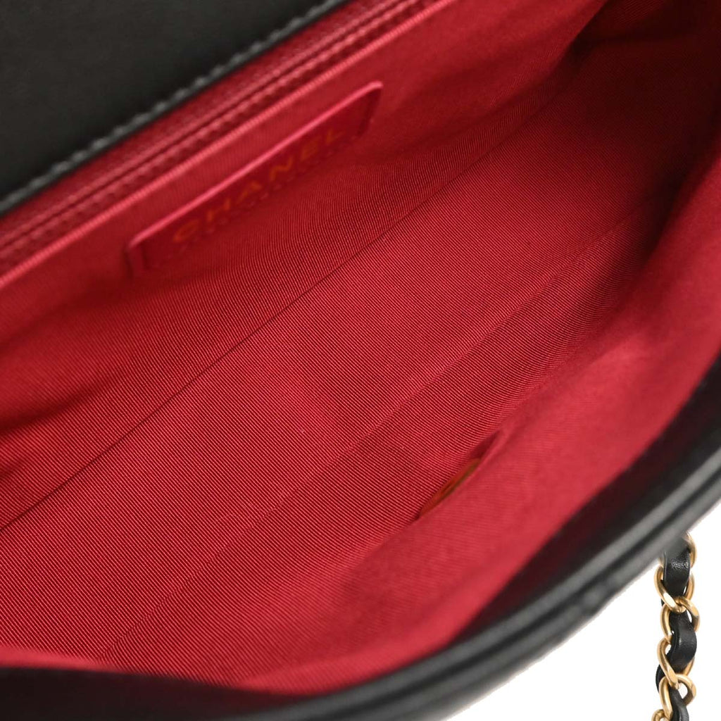 Chanel 2019 Black Lambskin Circular Handle 2way Shoulder Handbag