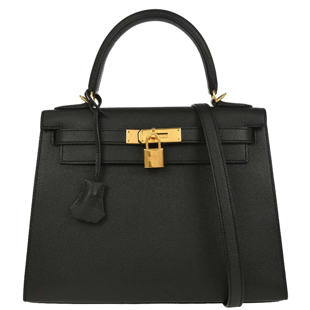 Hermes Black Epsom Kelly 28 Sellier 2way Shoulder Handbag