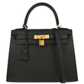 Hermes Black Epsom Kelly 28 Sellier 2way Shoulder Handbag