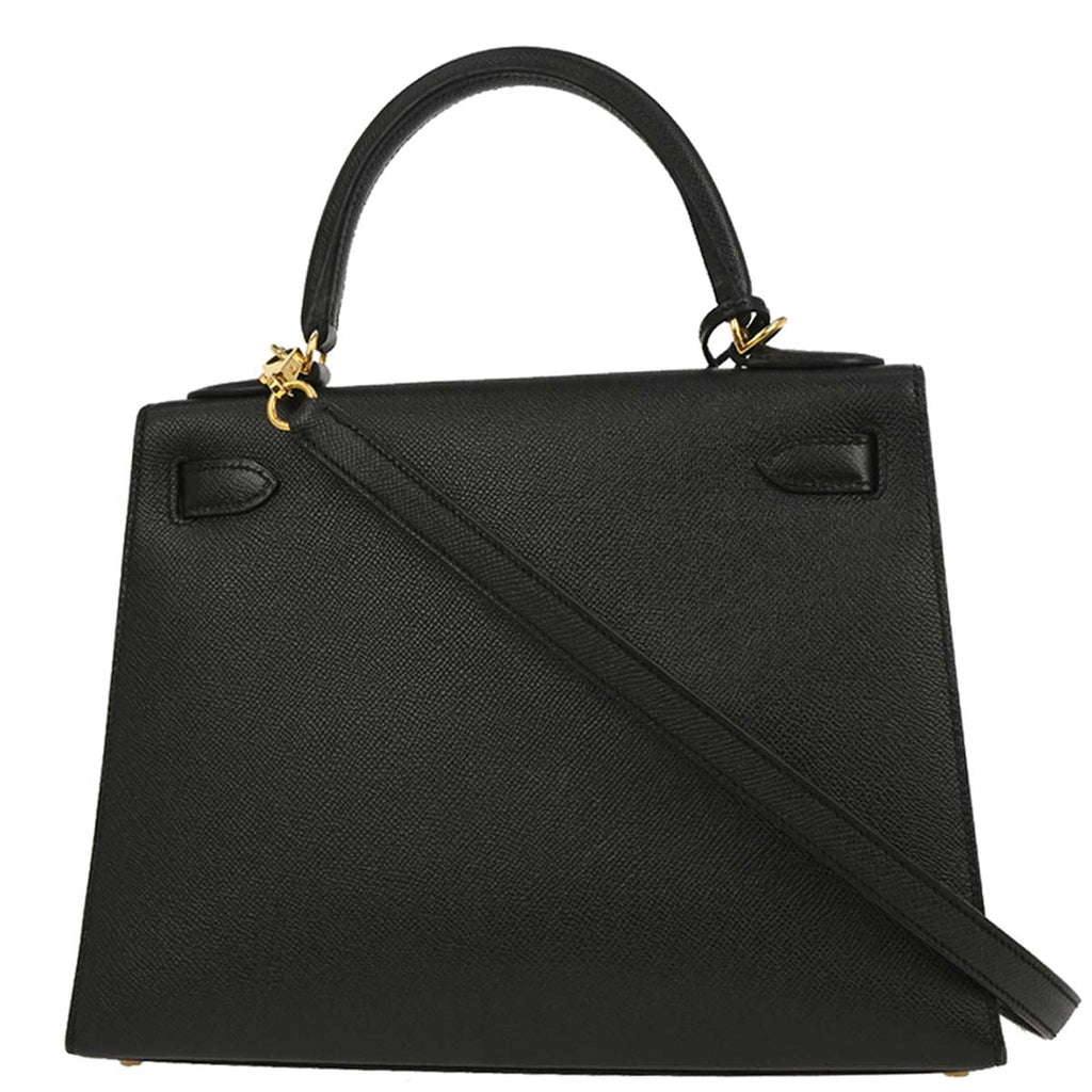 Hermes Black Epsom Kelly 28 Sellier 2way Shoulder Handbag