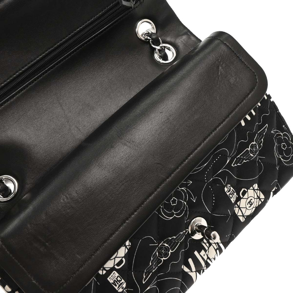 Chanel 2016-2017 Black Satin Airline Medium Classic Double Flap Shoulder Bag