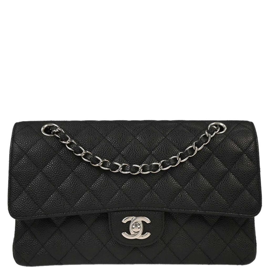 Chanel 2012-2013 Black Caviar Medium Classic Double Flap Shoulder Bag