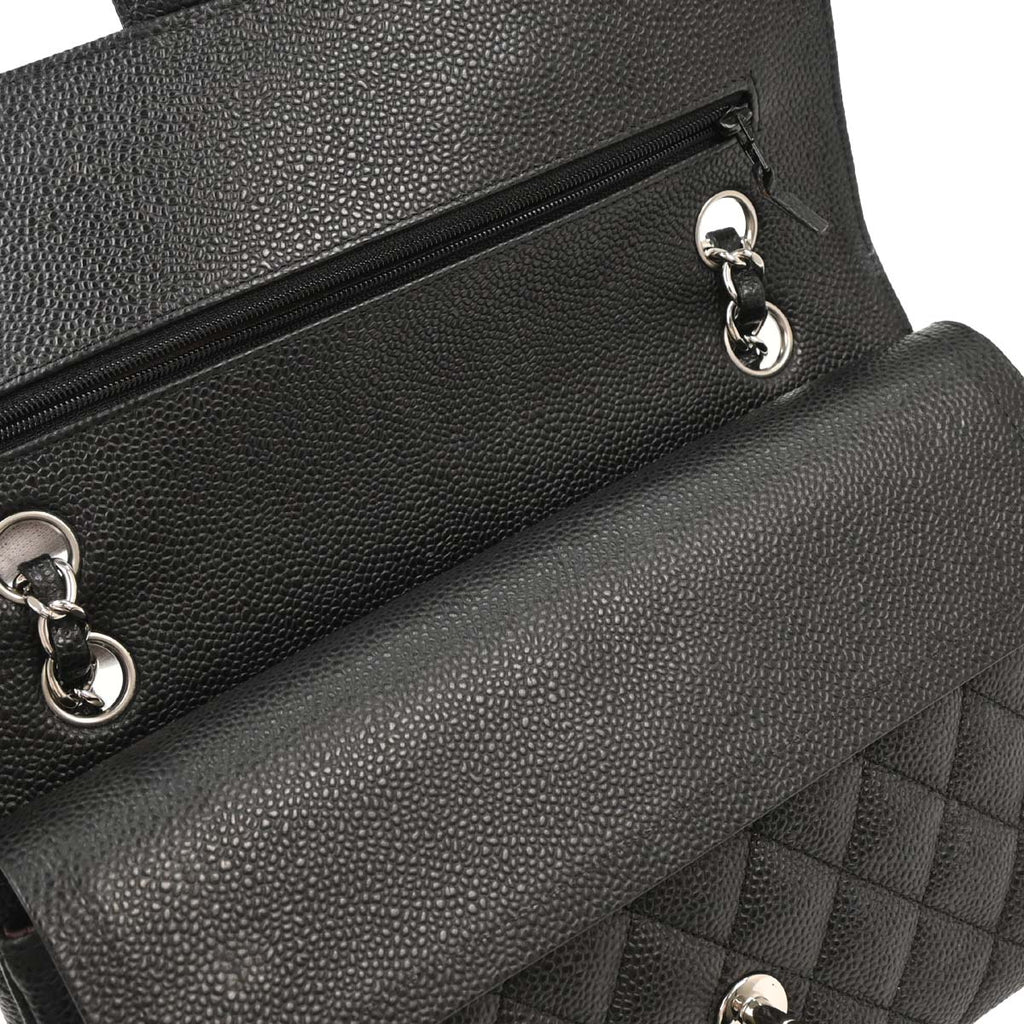 Chanel 2012-2013 Black Caviar Medium Classic Double Flap Shoulder Bag