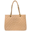 Chanel 2012-2013 Beige Caviar Grand Shopping Tote GST Chain Handbag