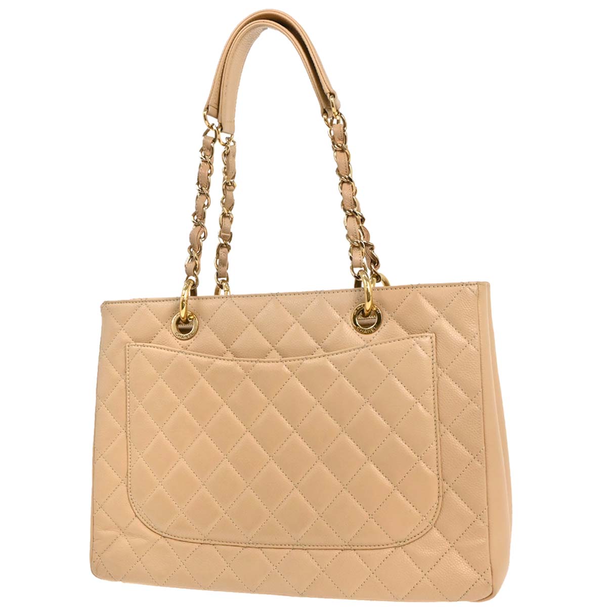 Chanel 2012-2013 Beige Caviar Grand Shopping Tote GST Chain Handbag