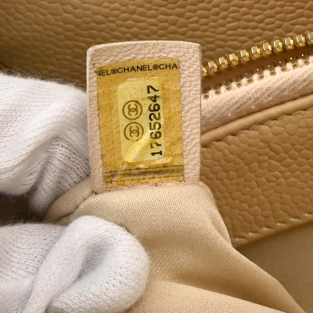 Chanel 2012-2013 Beige Caviar Grand Shopping Tote GST Chain Handbag
