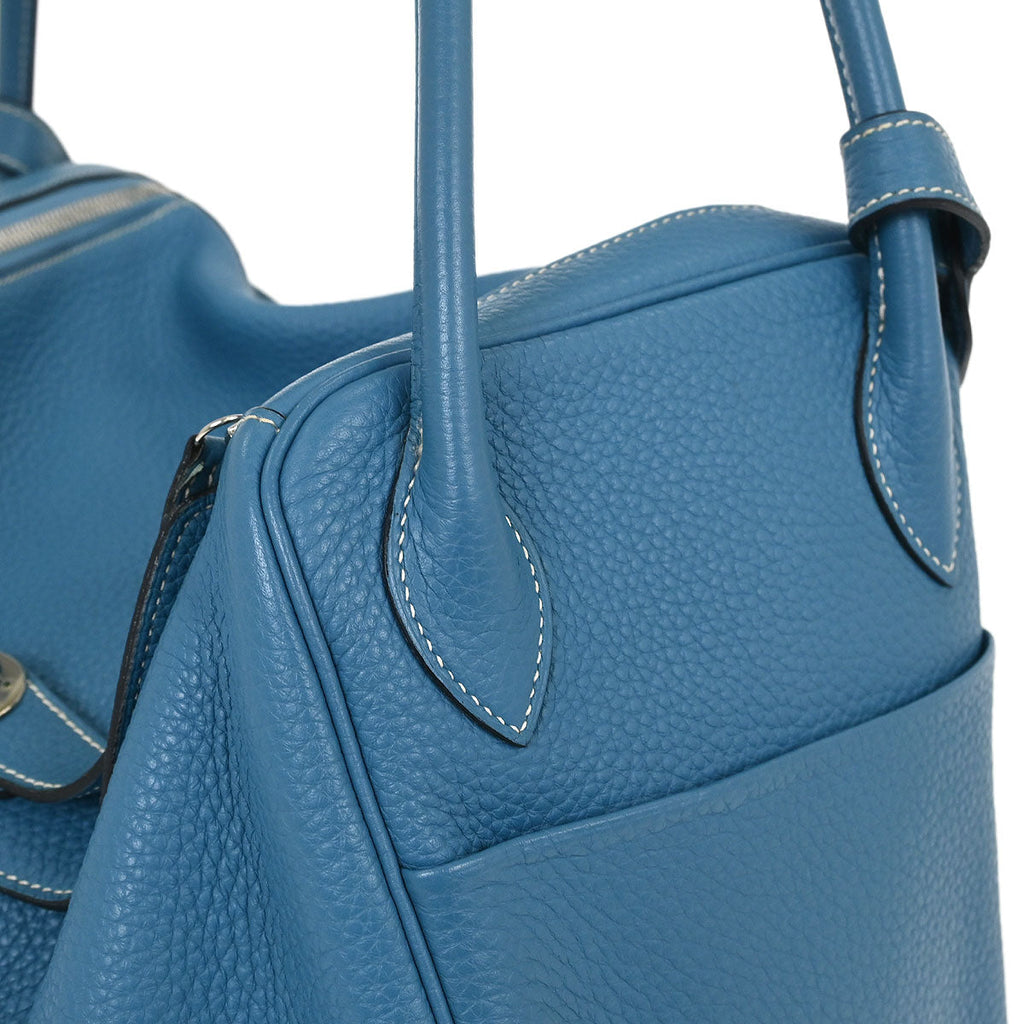 Hermes Blue Jean Taurillon Clemence Lindy 34 Shoulder Bag