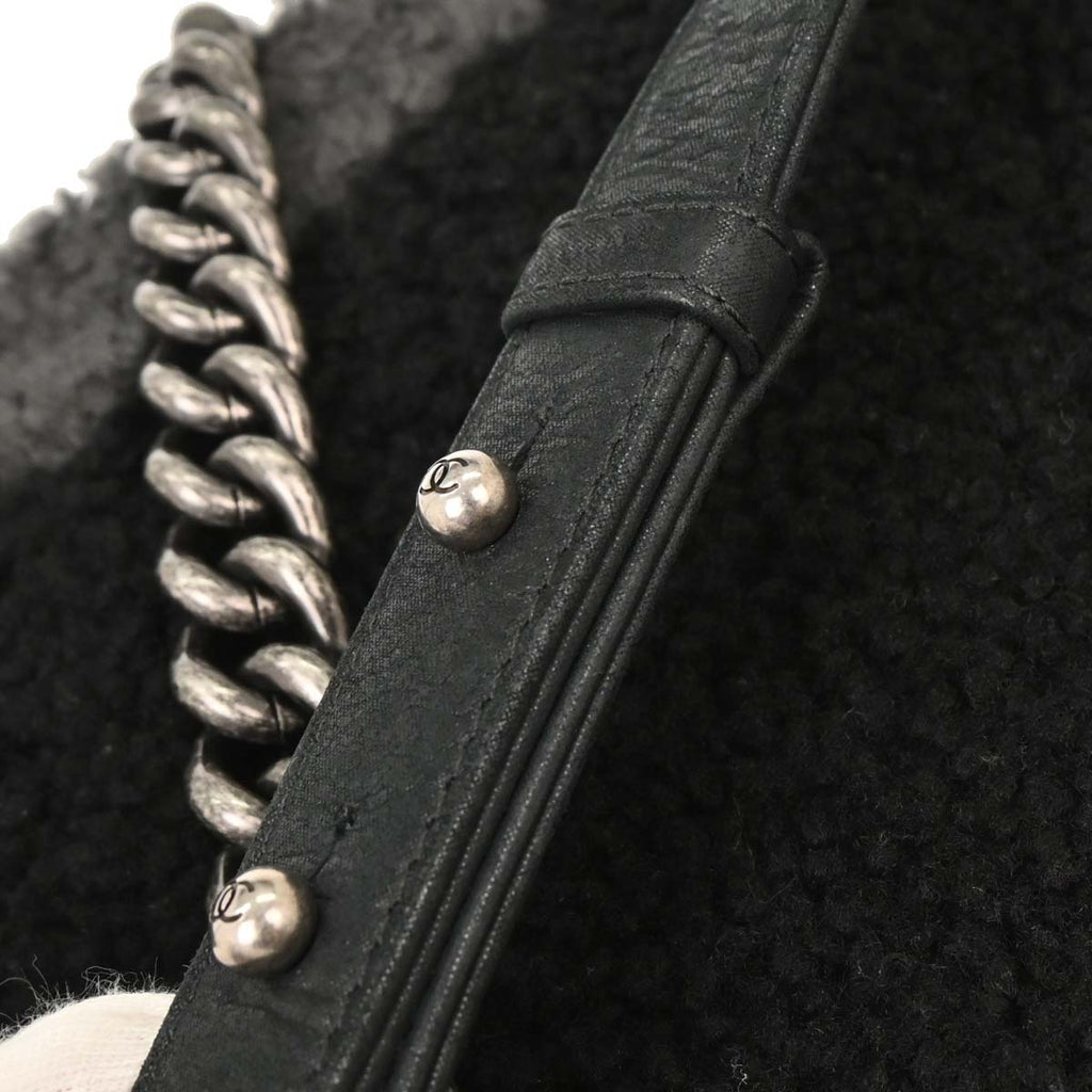 Boy Chanel 2015-2016 Black Mouton New Medium Shoulder Bag