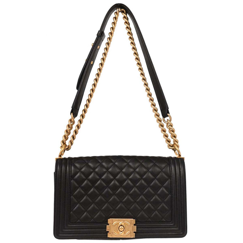 Boy Chanel 2017 Black Lambskin Medium Shoulder Bag