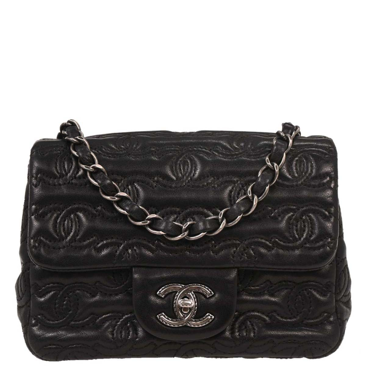 Chanel 2016-2017 Black Lambskin Mini Classic Square Flap Bag 17