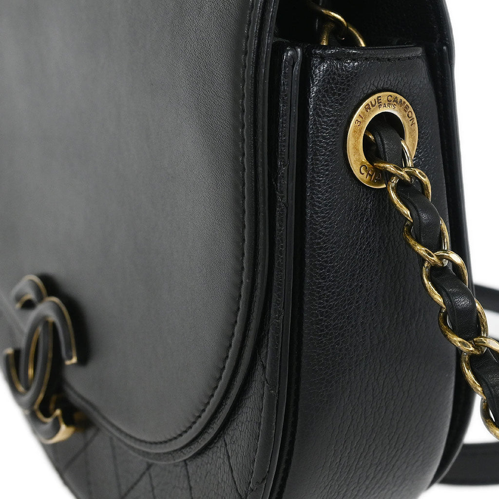 Chanel 2017 Black Calfskin Coco Curve 2way Shoulder Handbag