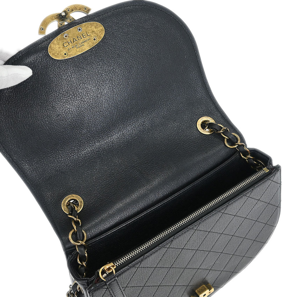 Chanel 2017 Black Calfskin Coco Curve 2way Shoulder Handbag