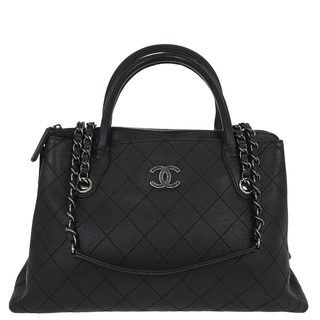 Chanel 2016-2017 Black Caviar Urban Shopping Tote 2way Shoulder Handbag