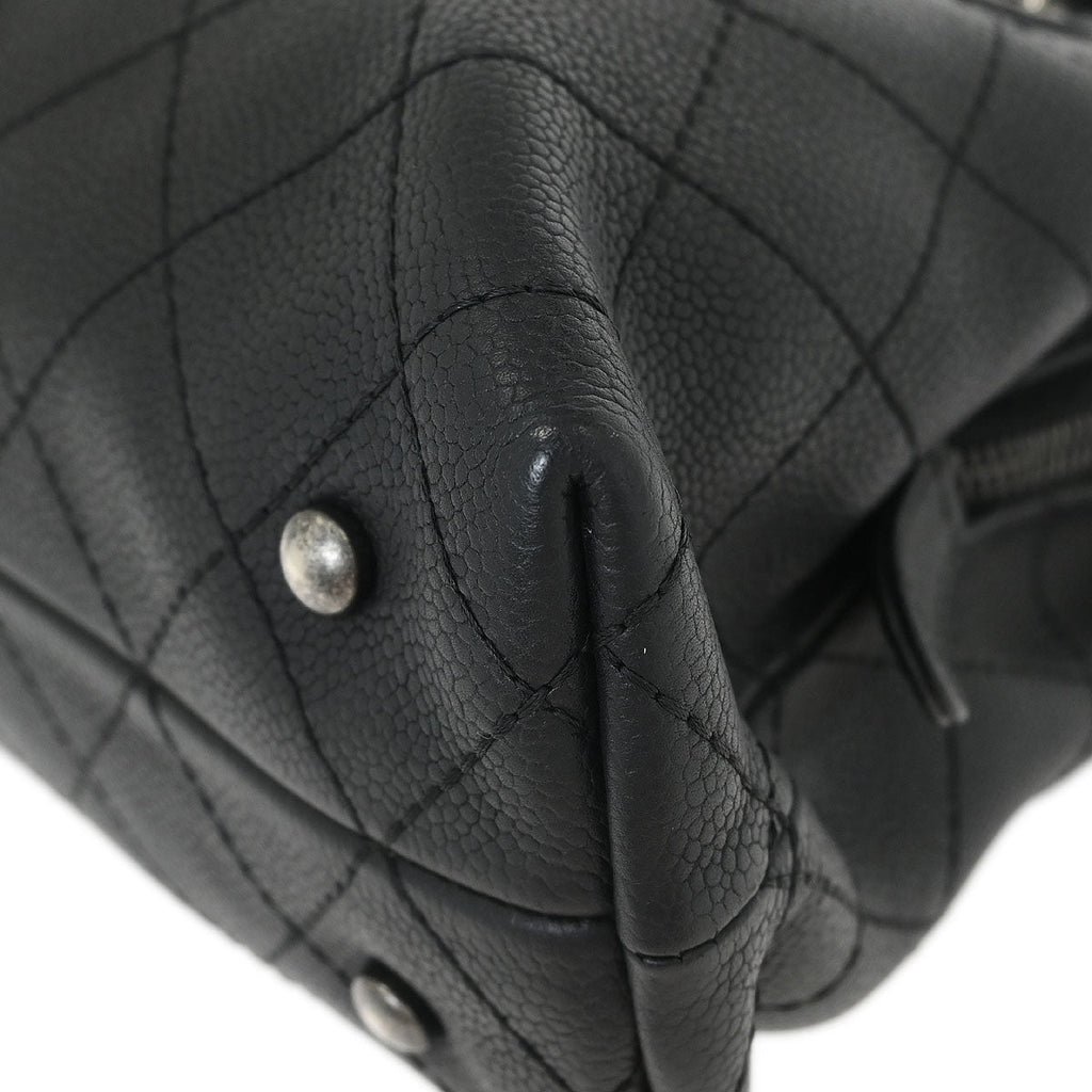 Chanel 2016-2017 Black Caviar Urban Shopping Tote 2way Shoulder Handbag