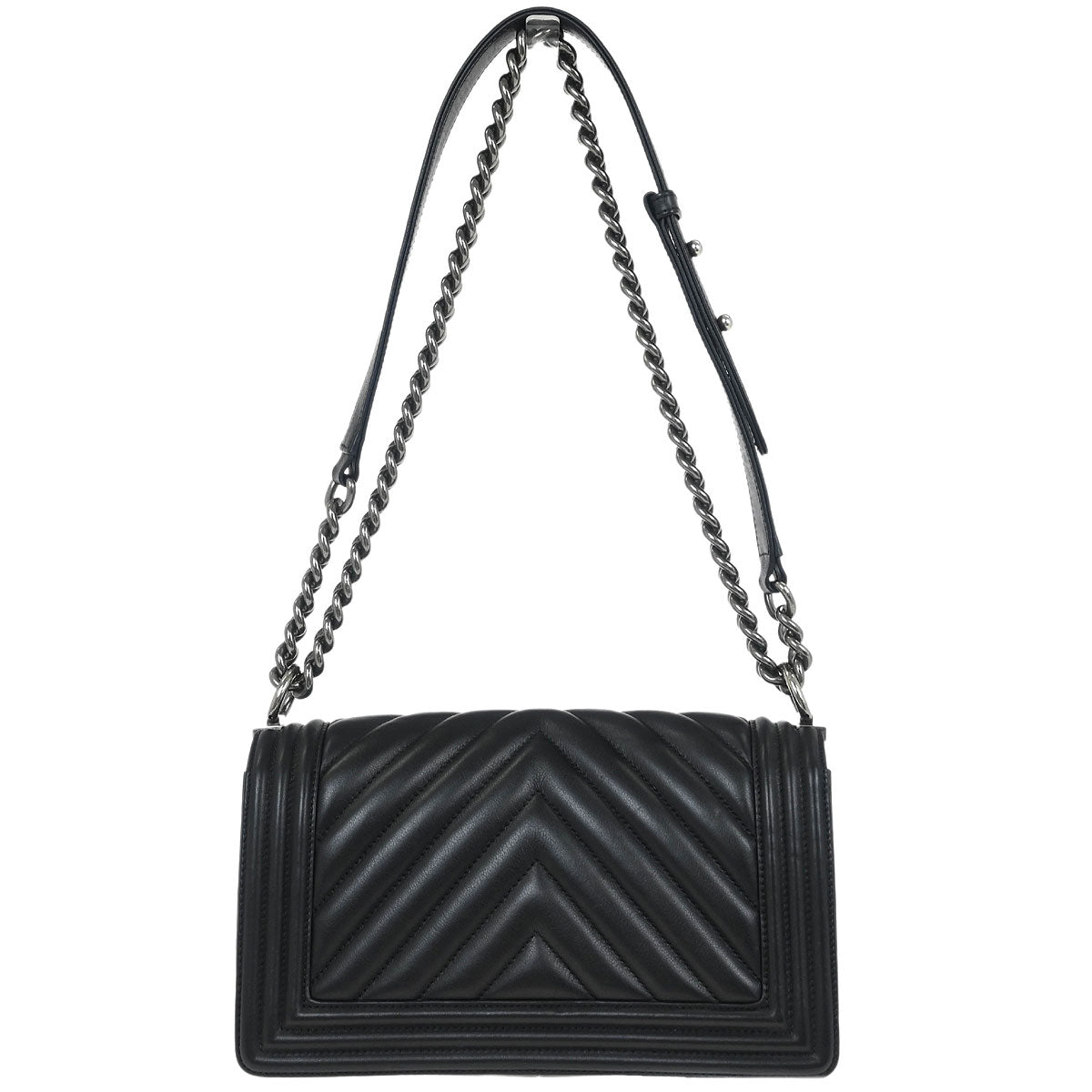 Boy Chanel 2016-2017 Black Lambskin Chevron Medium Shoulder Bag