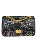 Chanel 2019 Black Embossed Leather Mademoiselle Lock Graffiti Shoulder Bag