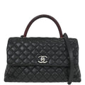 Chanel * 2015-2016 Black Lizard Caviar Coco Handle 2way Shoulder Handbag