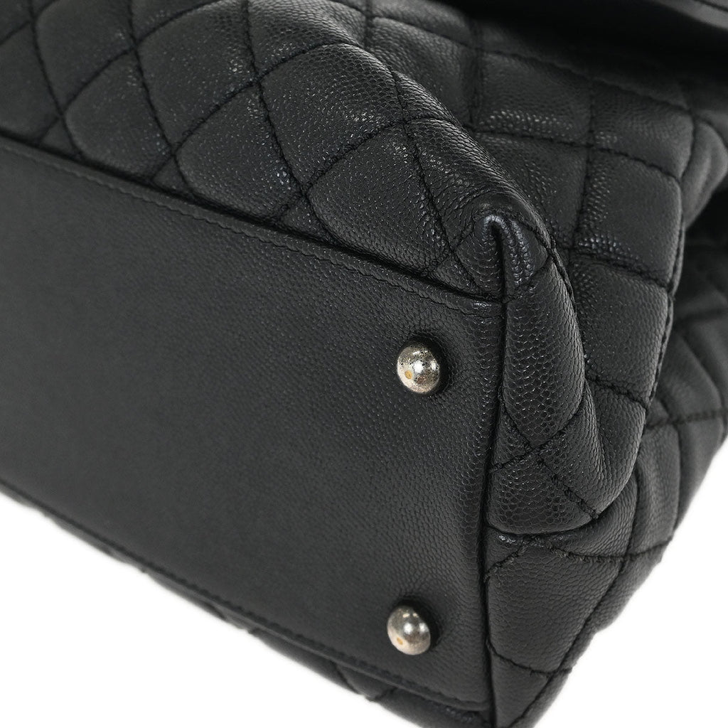 Chanel * 2015-2016 Black Lizard Caviar Coco Handle 2way Shoulder Handbag