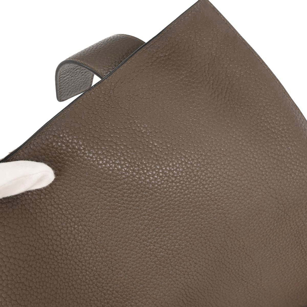 Hermes Taupe Gray Taurillon Clemence Alfred 35 Messenger Bag