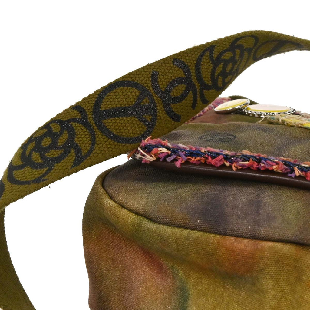 Chanel 2014-2015 Khaki Canvas Graffiti On The Pavements Shoulder Bag