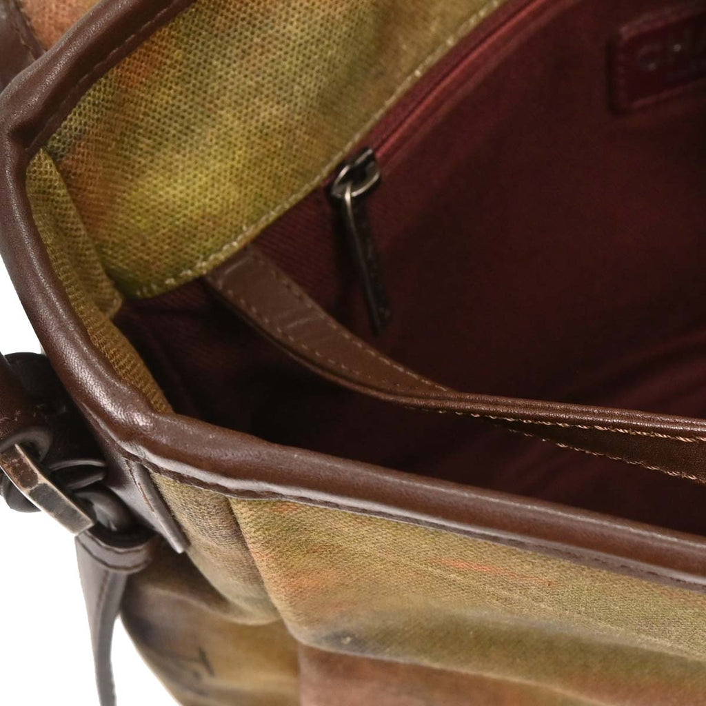 Chanel 2014-2015 Khaki Canvas Graffiti On The Pavements Shoulder Bag