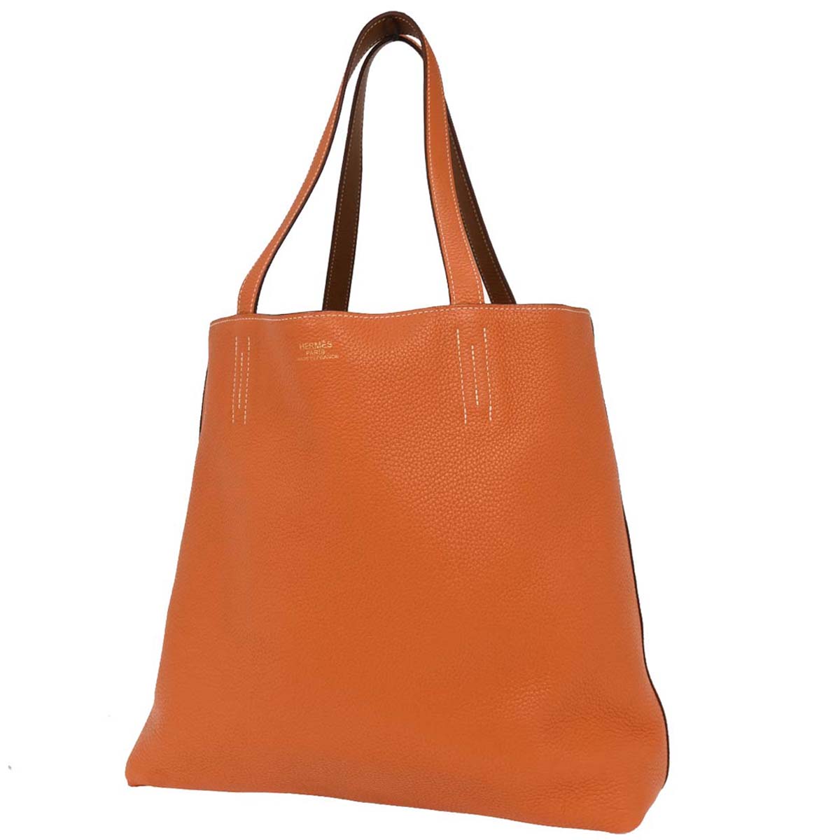Hermes Gold Orange Taurillon Double Sens 36 Reversible Handbag