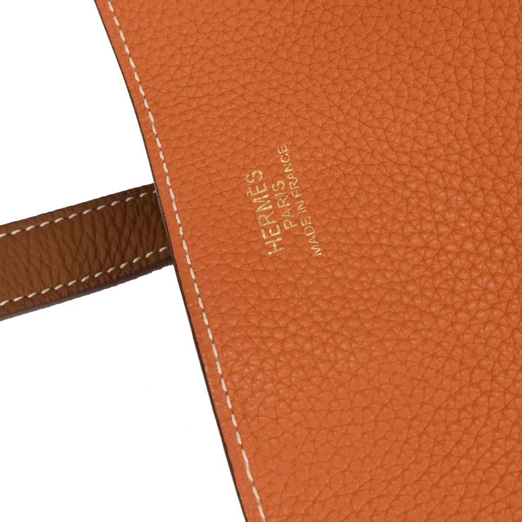 Hermes Gold Orange Taurillon Double Sens 36 Reversible Handbag
